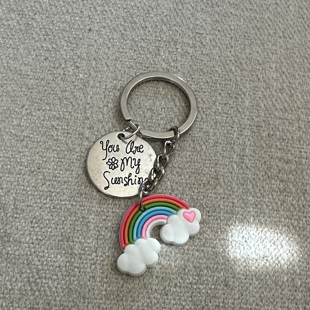 Rainbow and Clouds Keychain